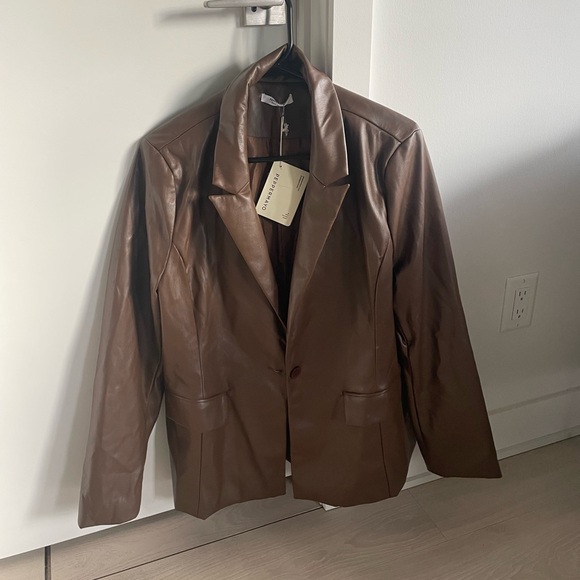 Brown leather blazer - Picture 1 of 4